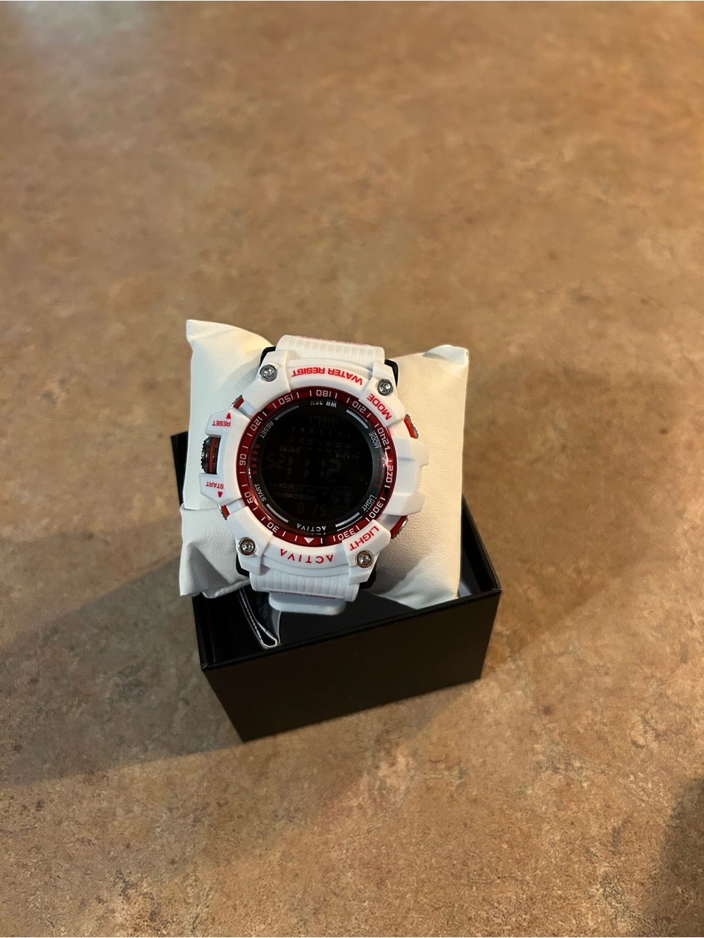 Ativa White Digital Sports Watch with Red Accents